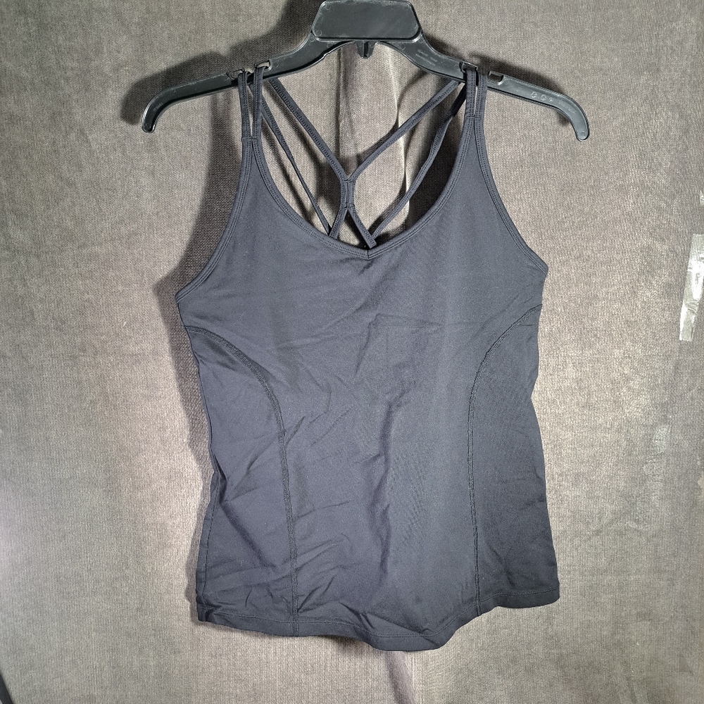 Tuff Athletics 404116 Black Multi-Strap Athletic Yoga Tank Top VG L